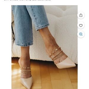 Vince Camuto Gold Chain Strap Cream (sandstone) Mules